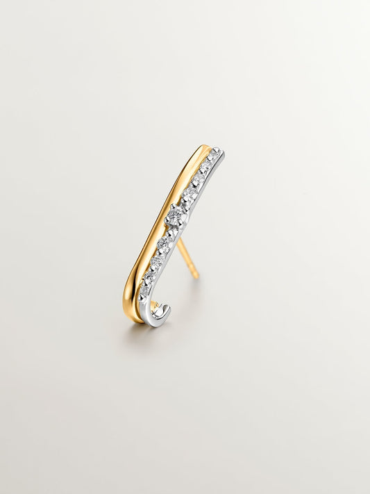 Pendiente individual trepador izquierdo de oro amarillo y blanco de 18K con diamantes