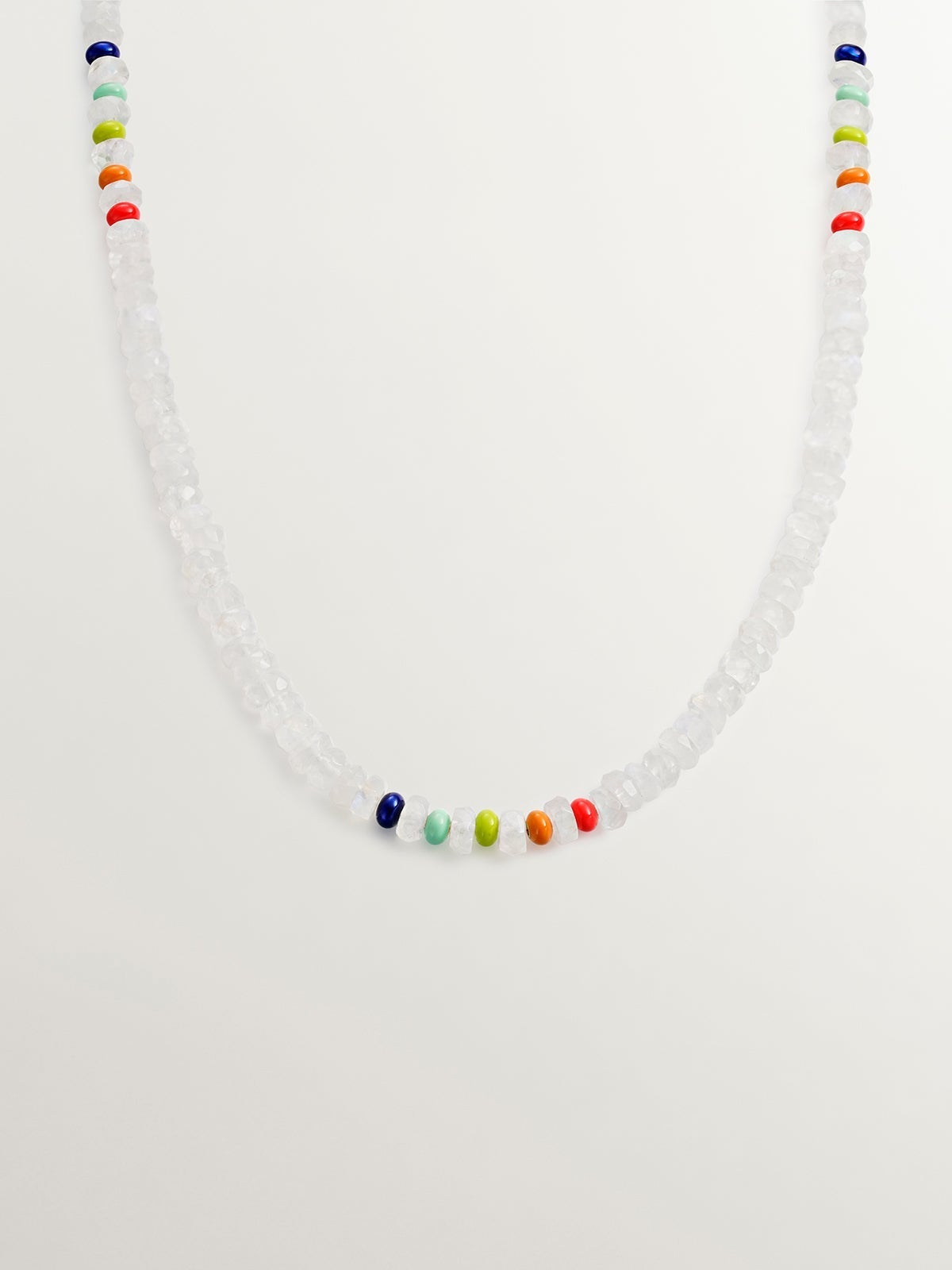 Collar de plata 925 bañada en oro amarillo de 18K con bolitas de piedra luna