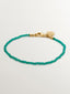 Pulsera de plata 925 bañada en oro amarillo de 18K con bolitas de ónix verde