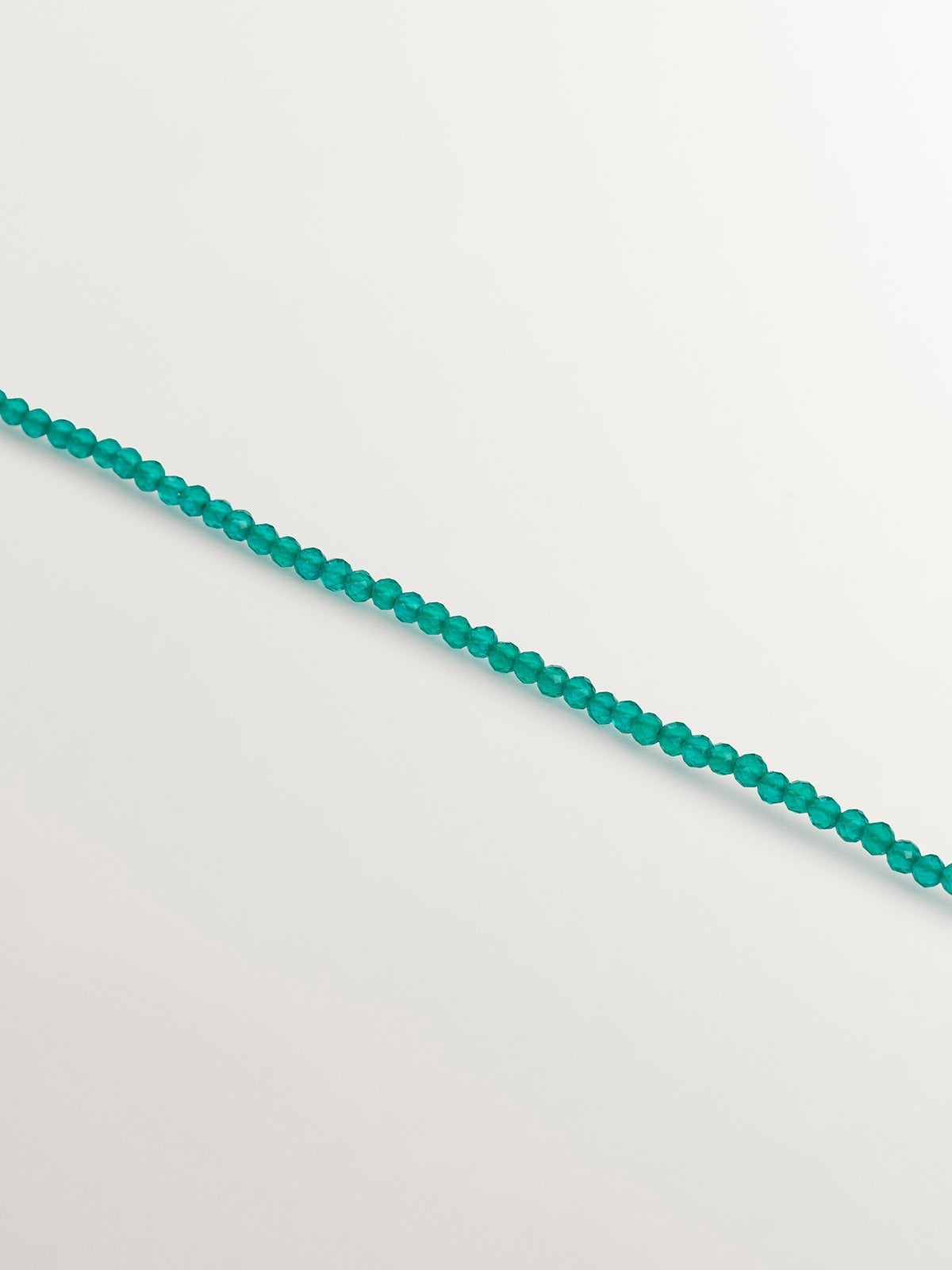 Pulsera de plata 925 bañada en oro amarillo de 18K con bolitas de ónix verde