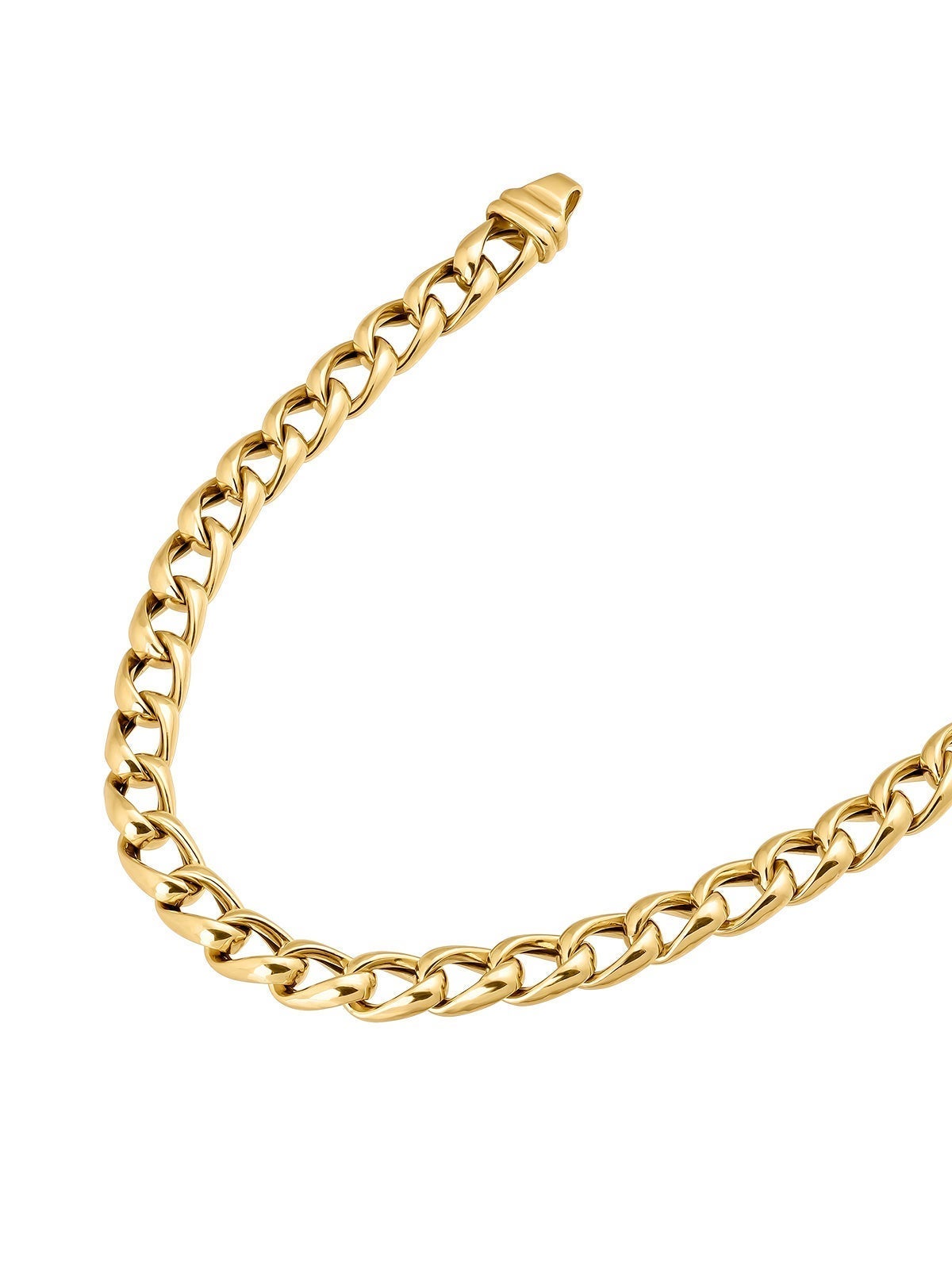 Cadena de eslabones barbados de plata 925 bañada en oro amarillo de 18K
