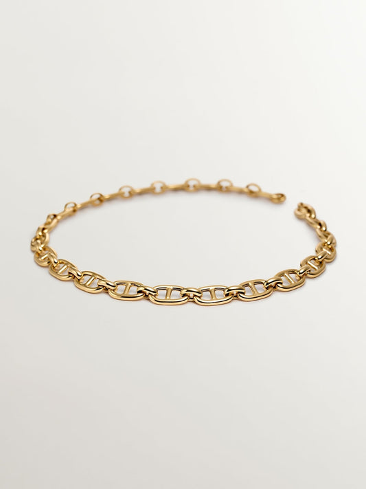 Cadena de eslabones calabrote 45 cm de plata 925 bañada en oro amarillo de 18K