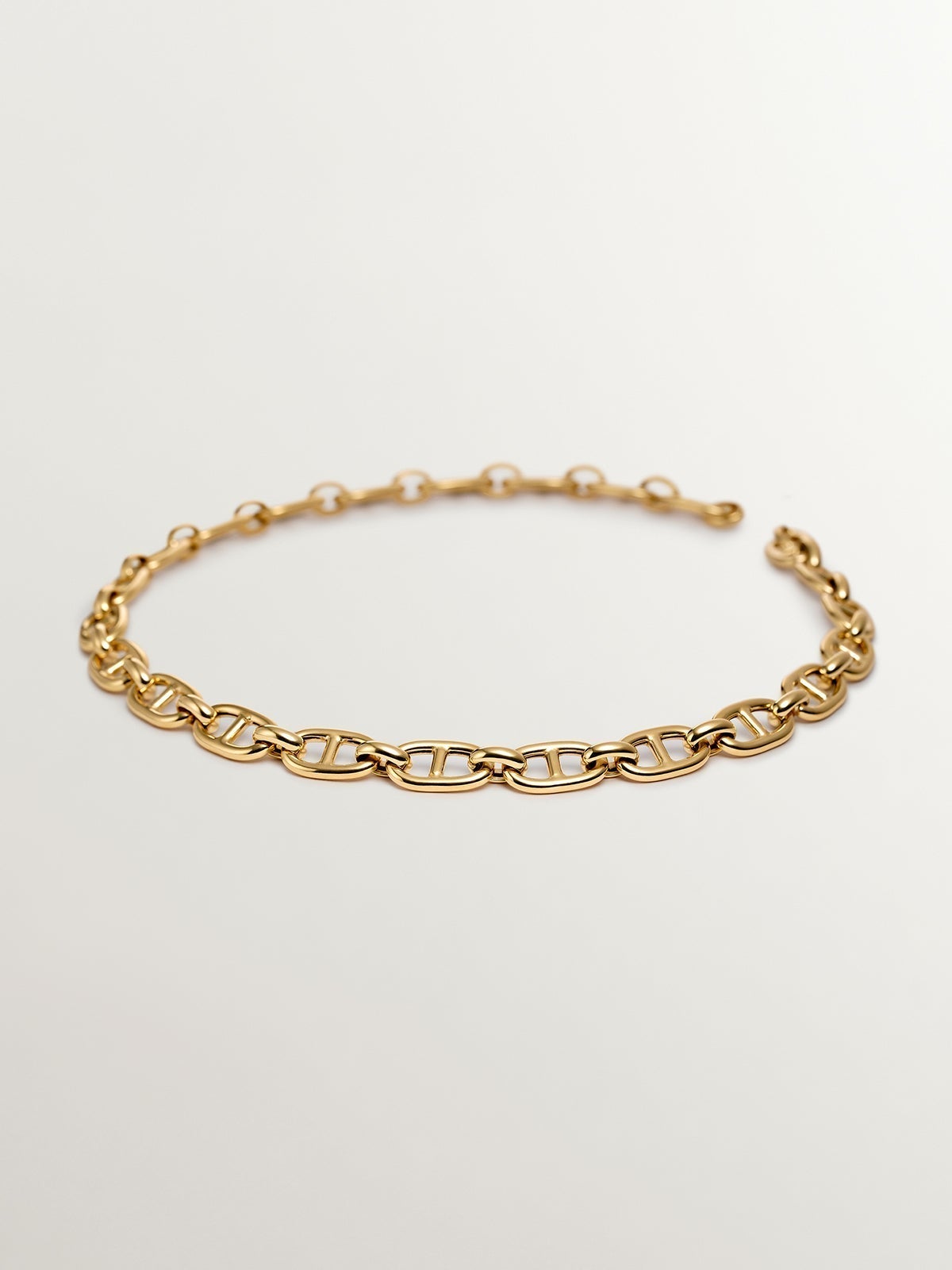 Cadena de eslabones calabrote 45 cm de plata 925 bañada en oro amarillo de 18K