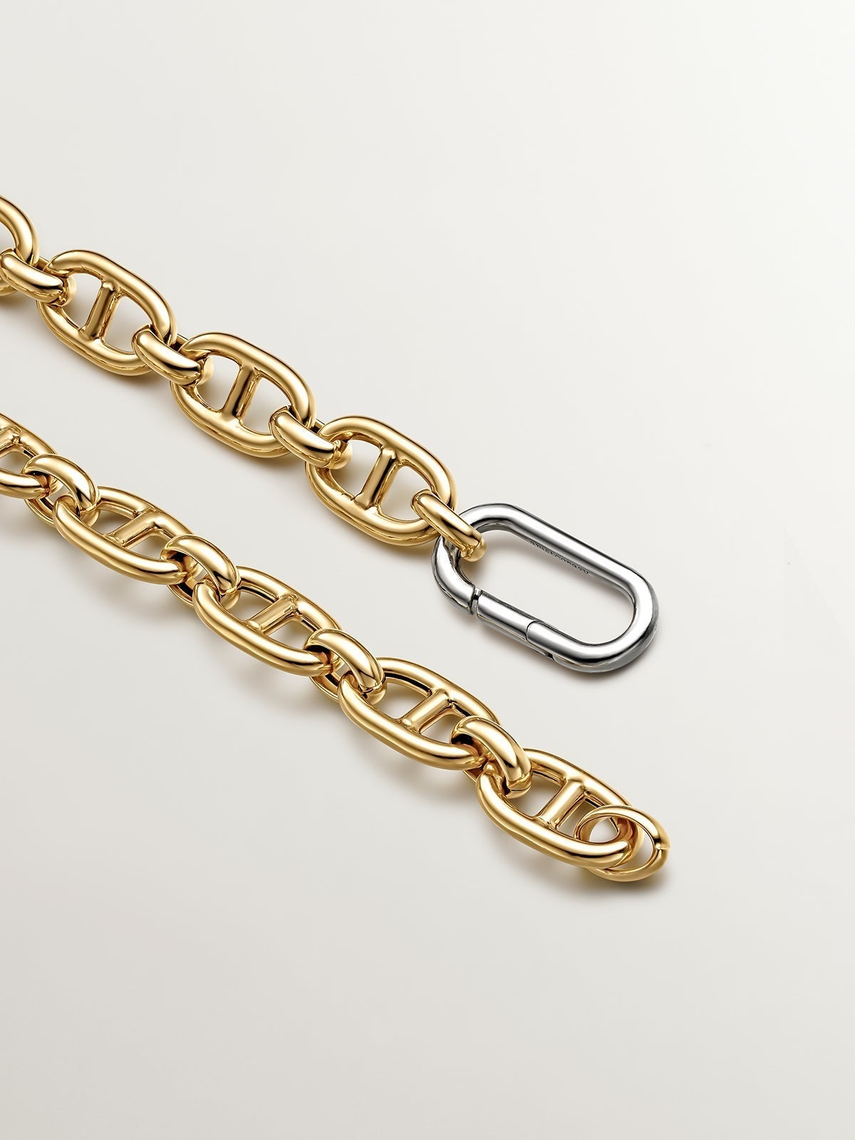 Cadena de eslabones calabrote 45 cm de plata 925 bañada en oro amarillo de 18K