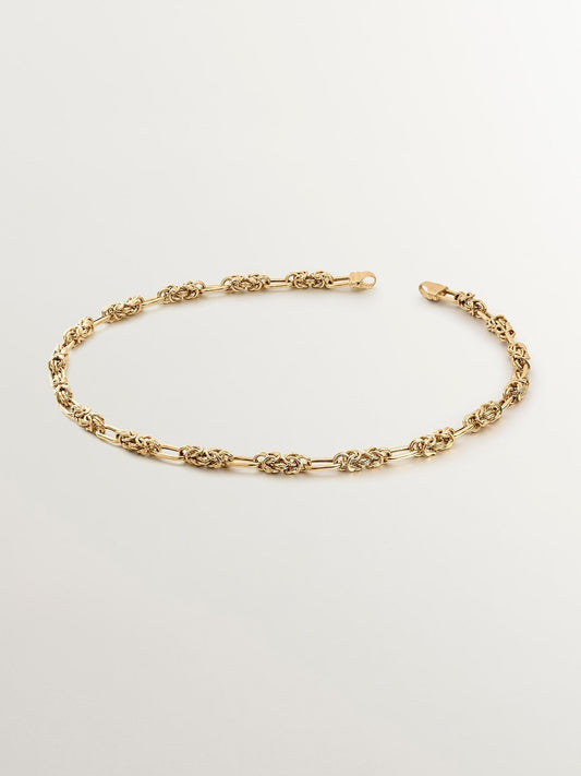 Cadena de eslabones combinados 45 cm de plata 925 bañada en oro amarillo de 18K