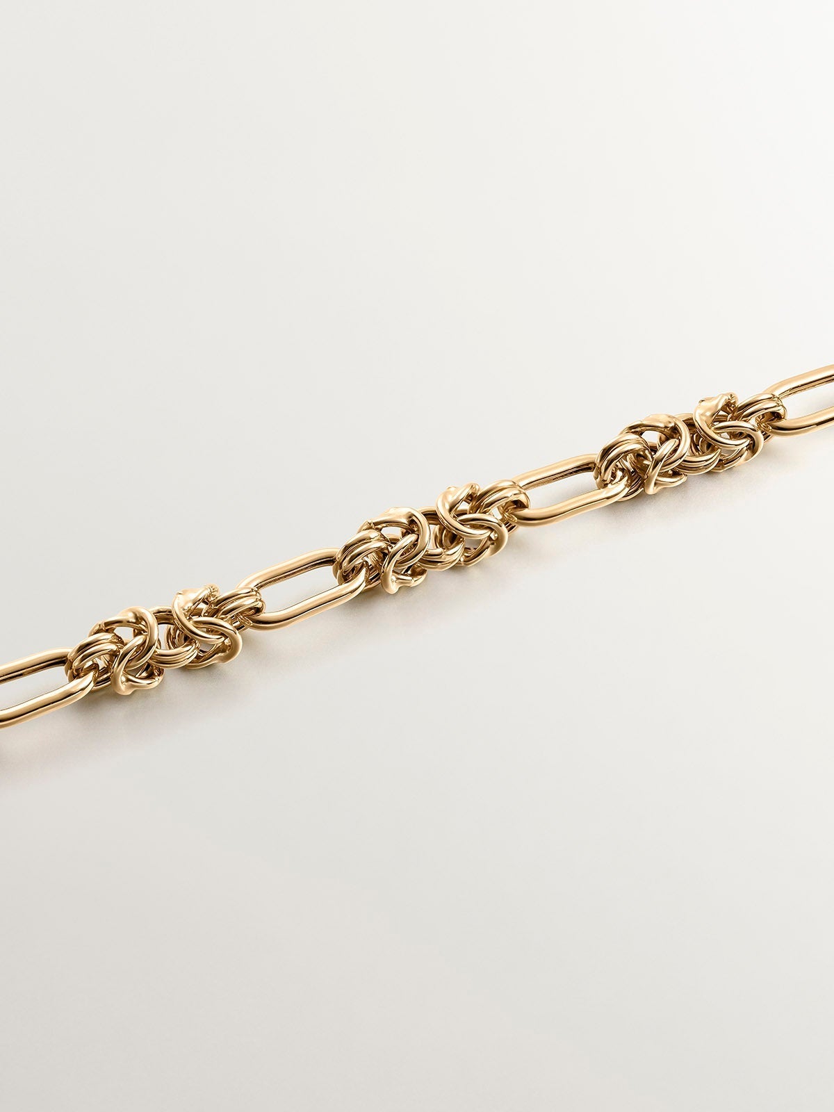 Cadena de eslabones combinados 45 cm de plata 925 bañada en oro amarillo de 18K