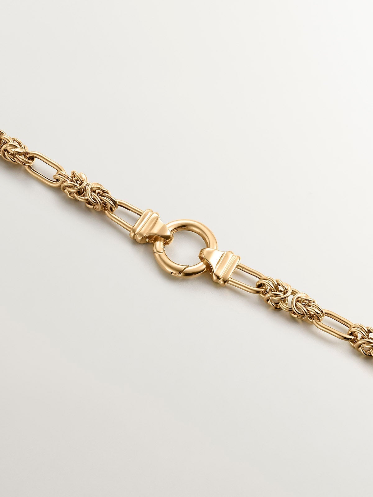 Cadena de eslabones combinados 45 cm de plata 925 bañada en oro amarillo de 18K