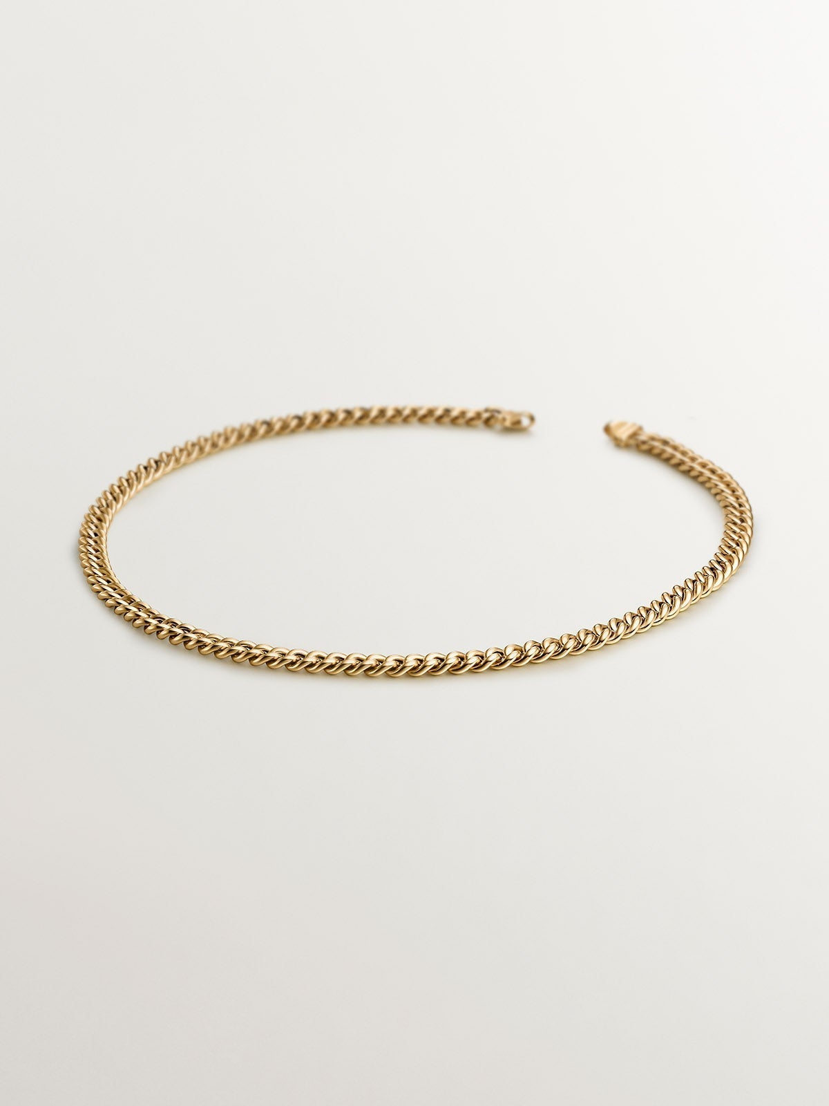 Cadena de eslabones barbados 45 cm de plata 925 bañada en oro amarillo de 18K