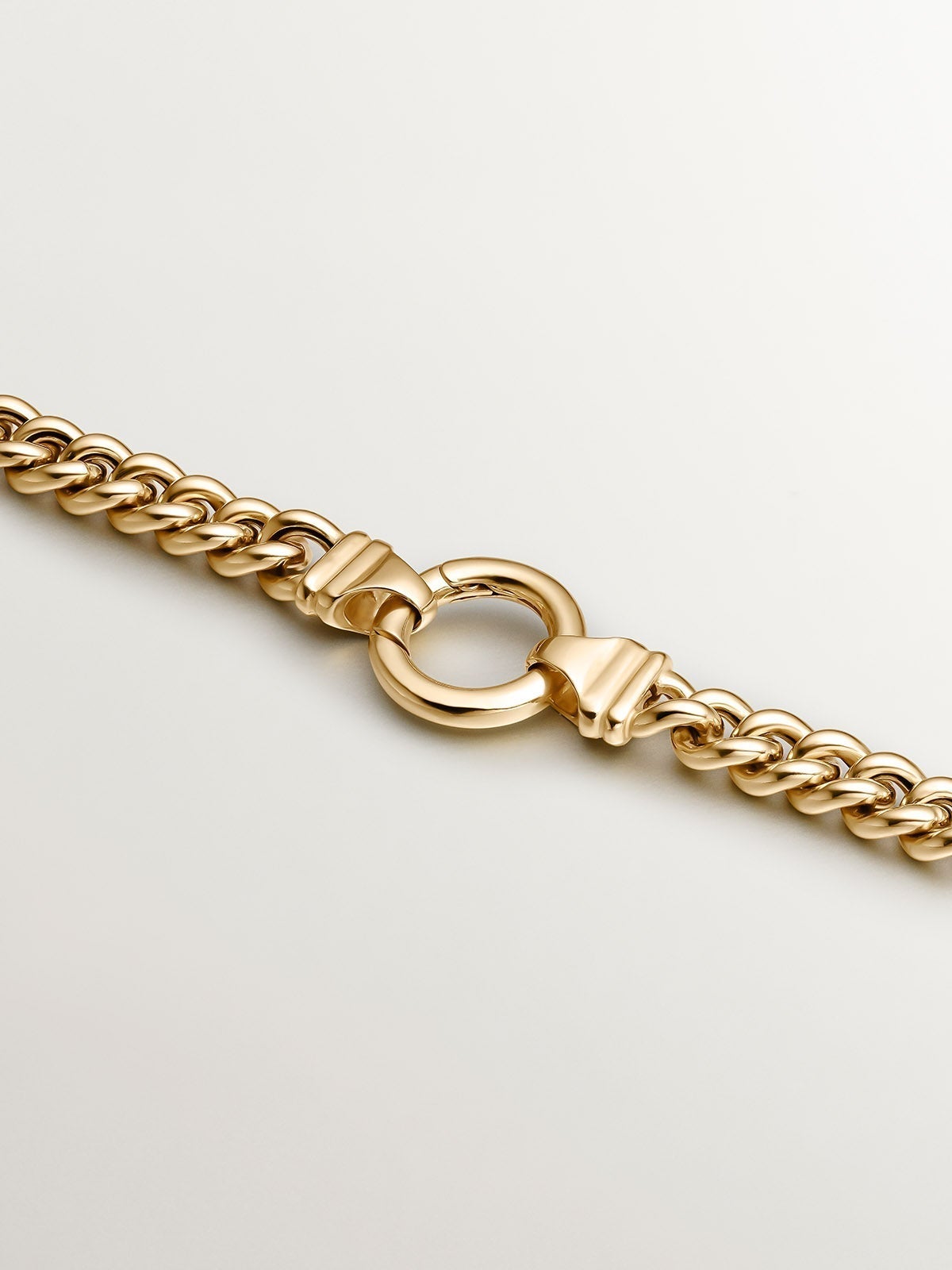 Cadena de eslabones barbados 45 cm de plata 925 bañada en oro amarillo de 18K