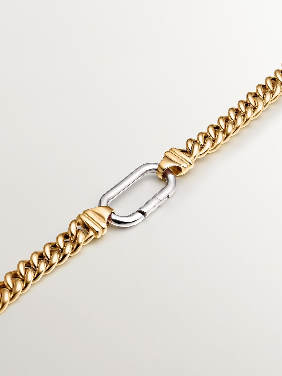 Cadena de eslabones barbados 45 cm de plata 925 bañada en oro amarillo de 18K
