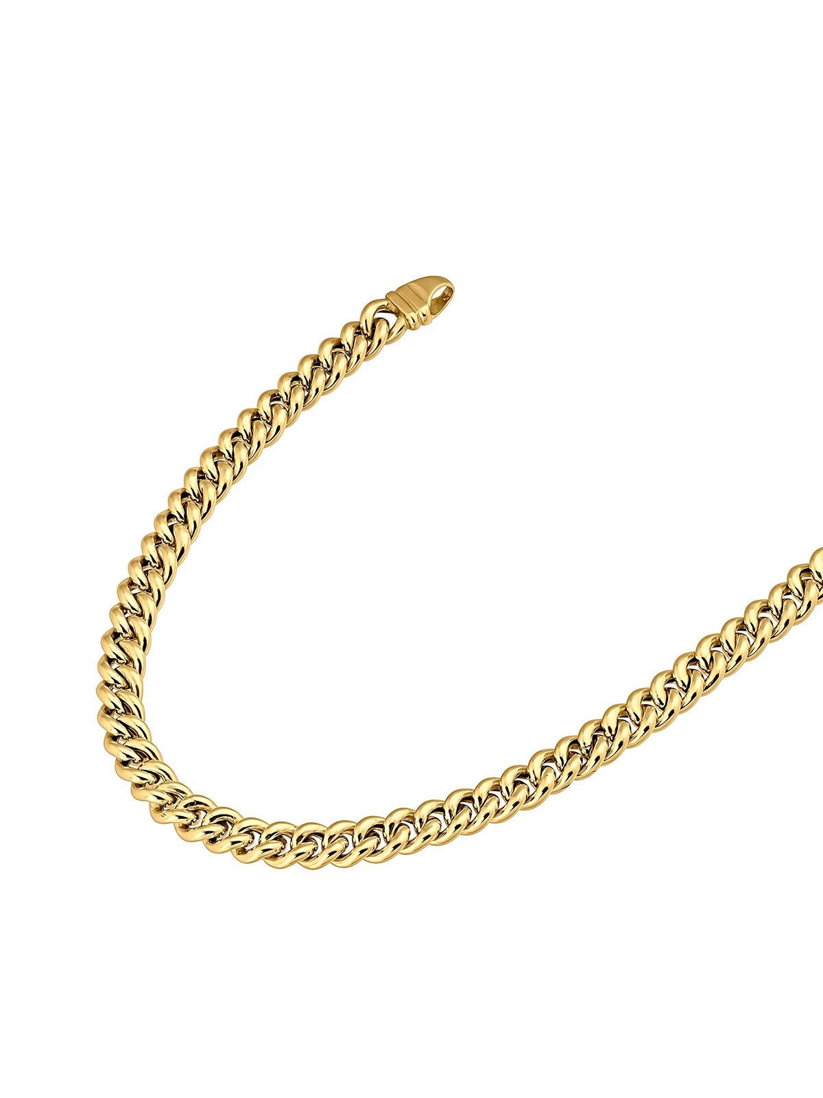 Cadena de eslabones barbados 45 cm de plata 925 bañada en oro amarillo de 18K