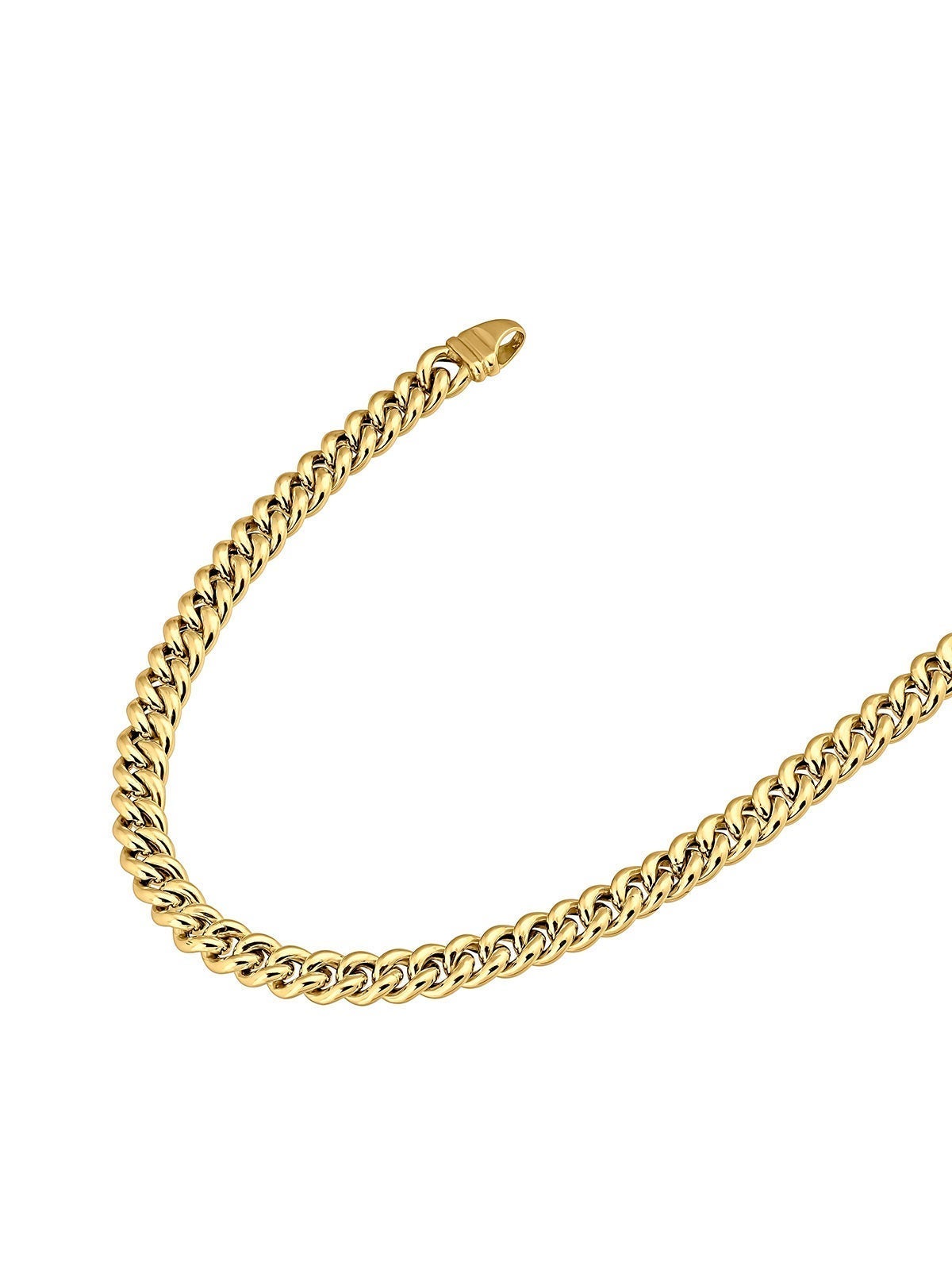 Cadena de eslabones barbados 45 cm de plata 925 bañada en oro amarillo de 18K
