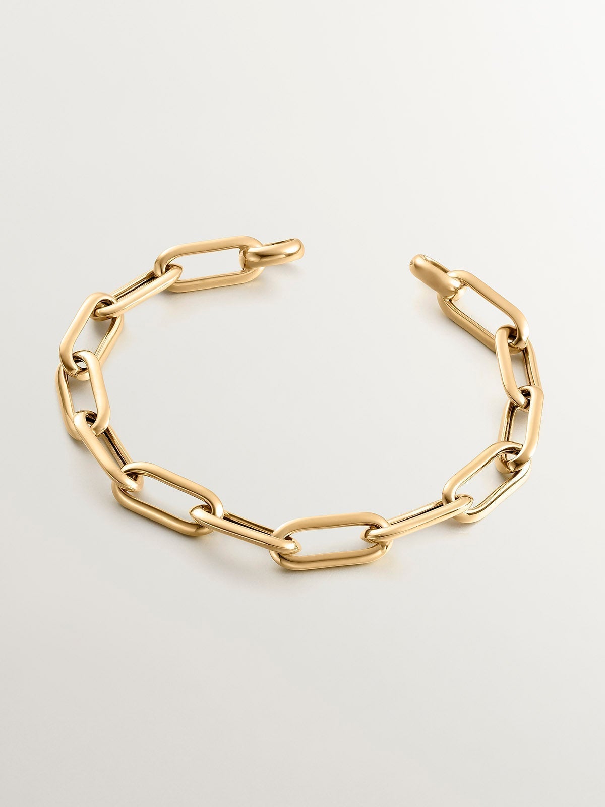 Pulsera de eslabones forza rectangulares de plata 925 bañada en oro amarillo de 18K
