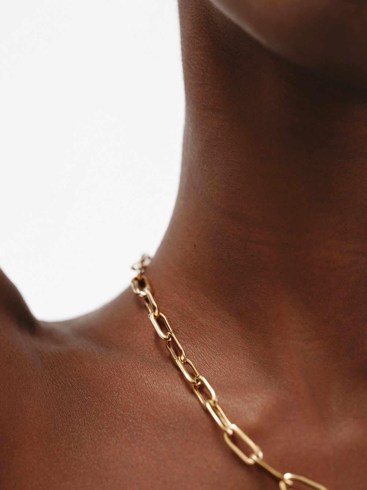 Collar de eslabones rectangulares 45 cm de plata 925 bañada en oro amarillo de 18K