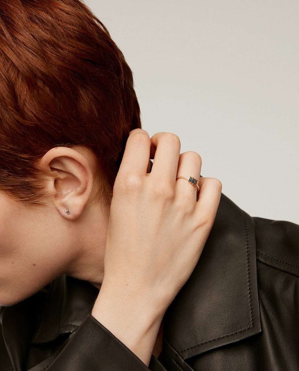 Pendientes de plata 925 bañada en oro amarillo de 18K con topacios azules