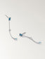 Pendientes largos de cadena de plata 925 con topacios azules y blancos