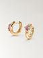 Pendientes de plata 925 bañada en oro amarillo de 18K con amatistas, rodolitas y topacios