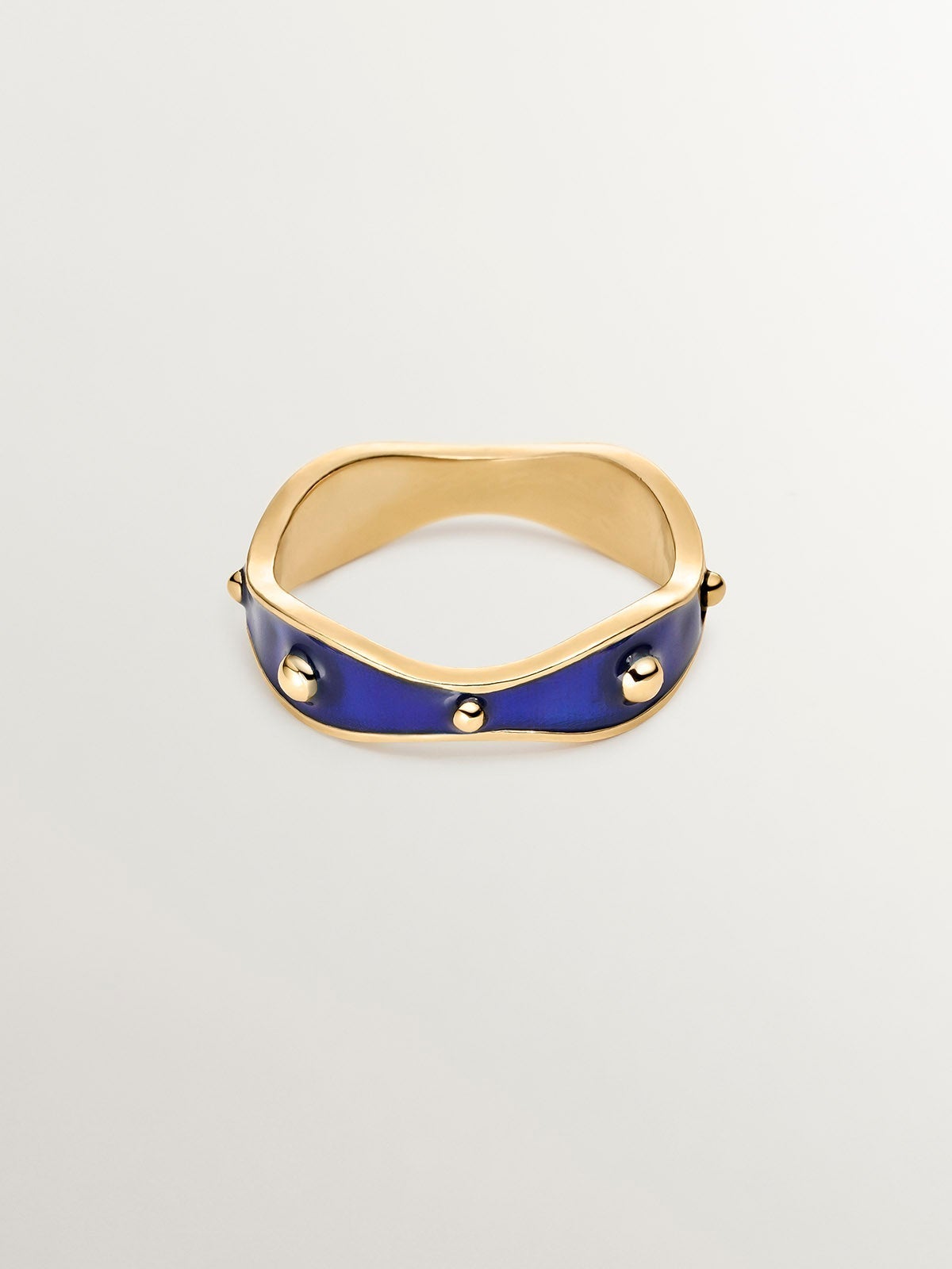 Anillo de Plata Bañada en Oro de 18kt con Esmalte Azul de la Colección RUSH