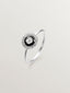 Anillo de plata 925 con topacio blanco, diamantes blancos y esmalte negro