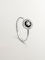 Anillo de plata 925 con topacio blanco, diamantes blancos y esmalte negro