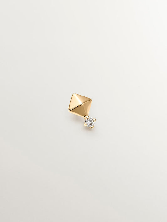 Pendiente individual de oro amarillo de 18K con diamante