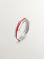 Anillo de plata 925 con acabado geométrico y esmalte rosa