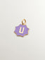 Charm de plata 925 bañada en oro amarillo de 18K con inicial U y esmalte lila con forma de estrella