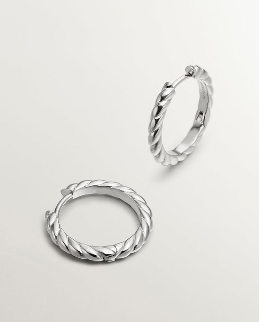 Pendientes de aro de plata 925 con textura gallonada