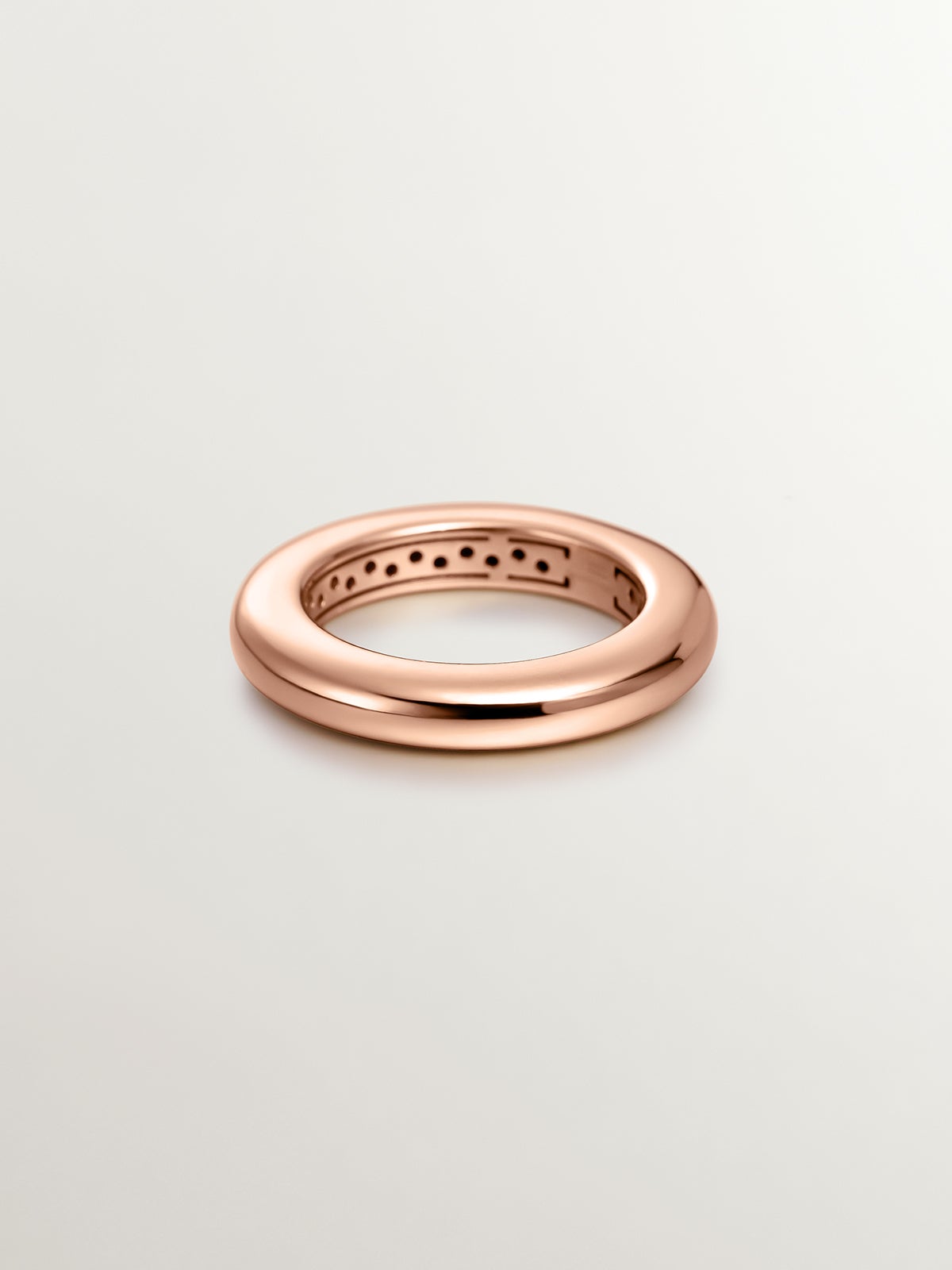 Anillo grueso de plata 925 bañada en oro rosa de 18K
