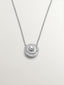 Colgante de plata 925 y oro blanco de 18K con perlas blancas, diamantes blancos y esmalte gris