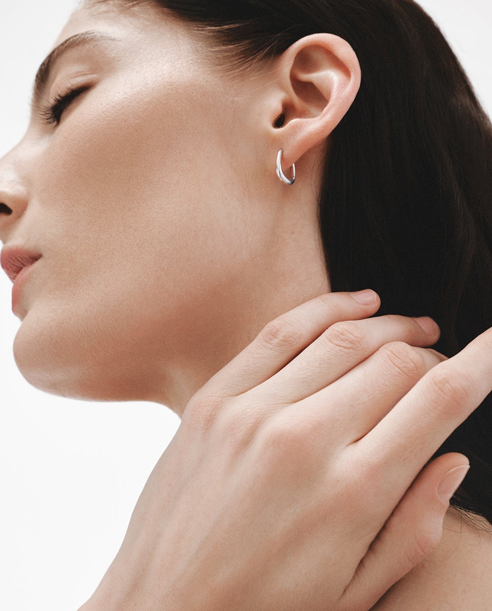 Pendientes de aro grueso de plata 925