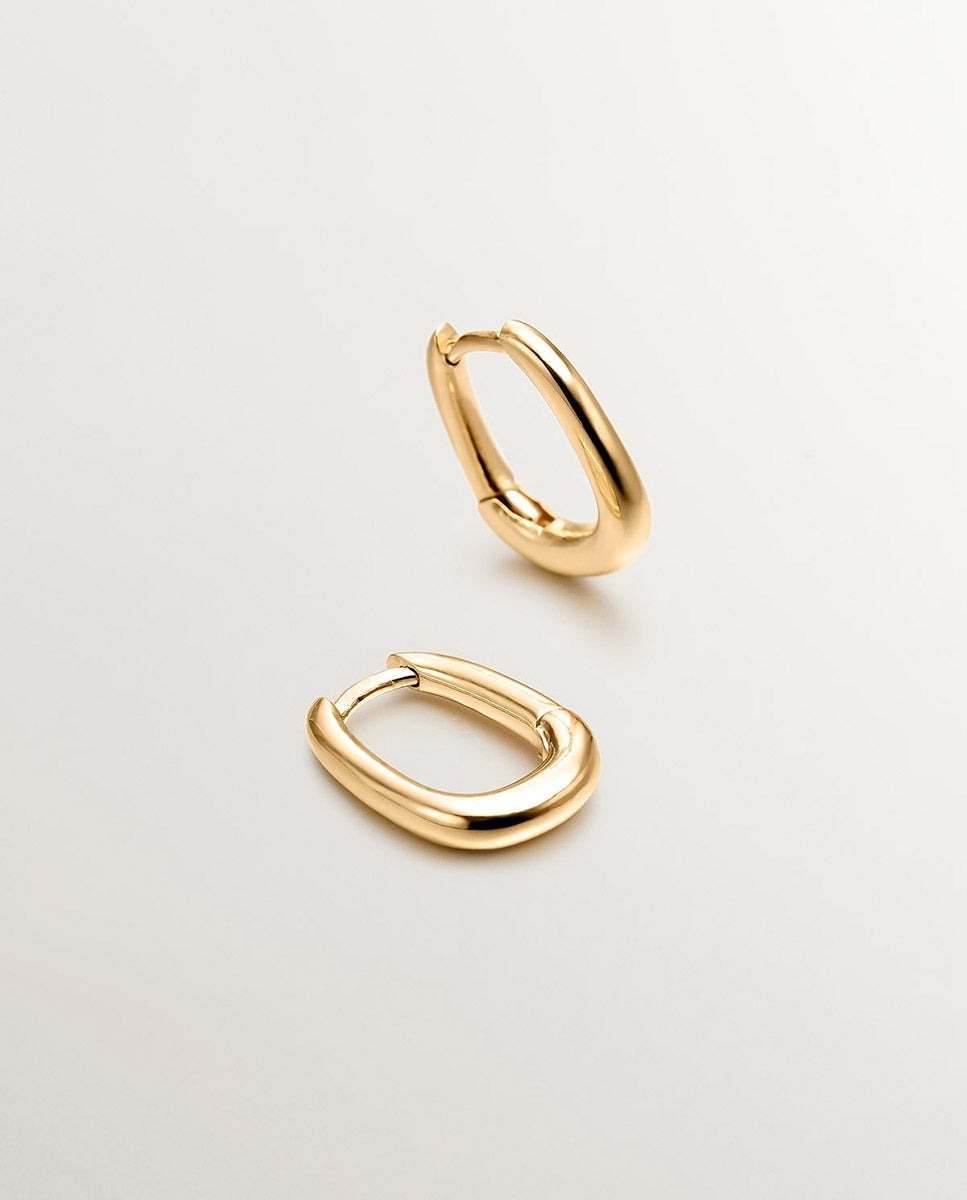 Pendientes de aro grueso de plata 925 bañada en oro amarillo de 18K