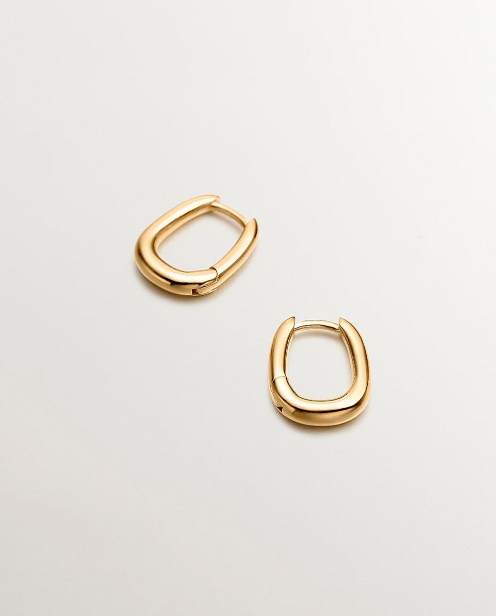 Pendientes de aro grueso de plata 925 bañada en oro amarillo de 18K