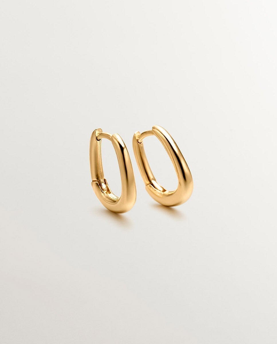 Pendientes de aro grueso de plata 925 bañada en oro amarillo de 18K