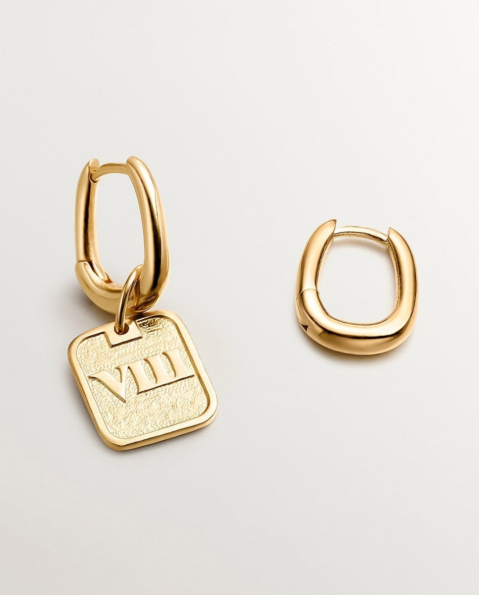 Pendientes de aro grueso de plata 925 bañada en oro amarillo de 18K