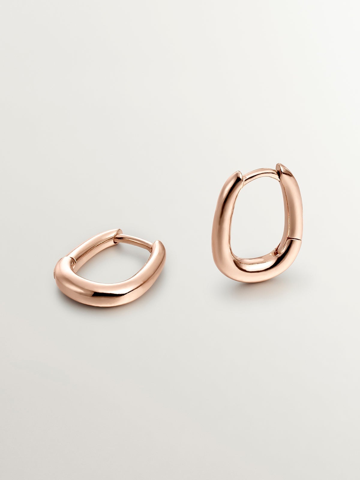 Pendientes de aro grueso de plata 925 bañada en oro rosa de 18K