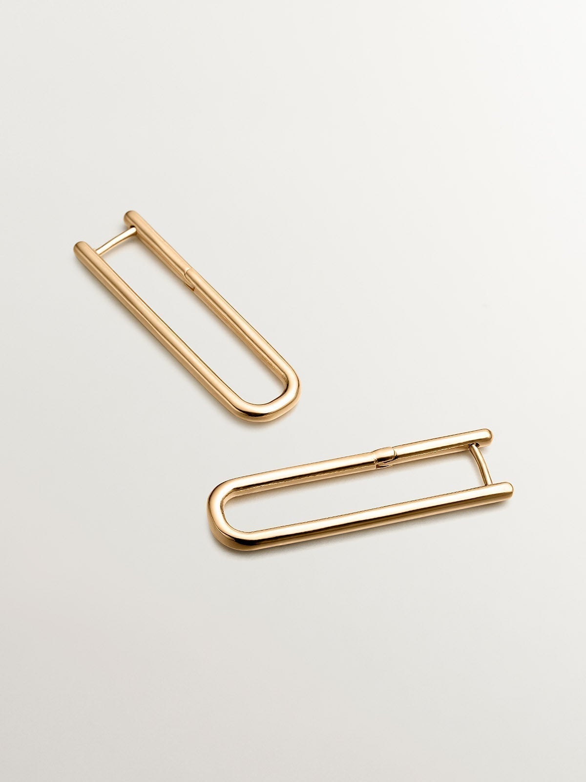 Pendientes de aro extra largo de plata 925 bañada en oro amarillo de 18K