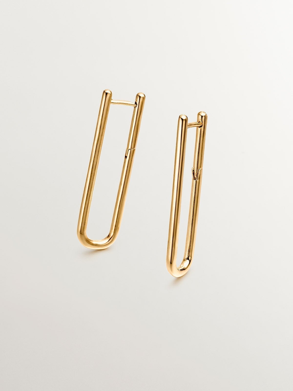 Pendientes de aro extra largo de plata 925 bañada en oro amarillo de 18K