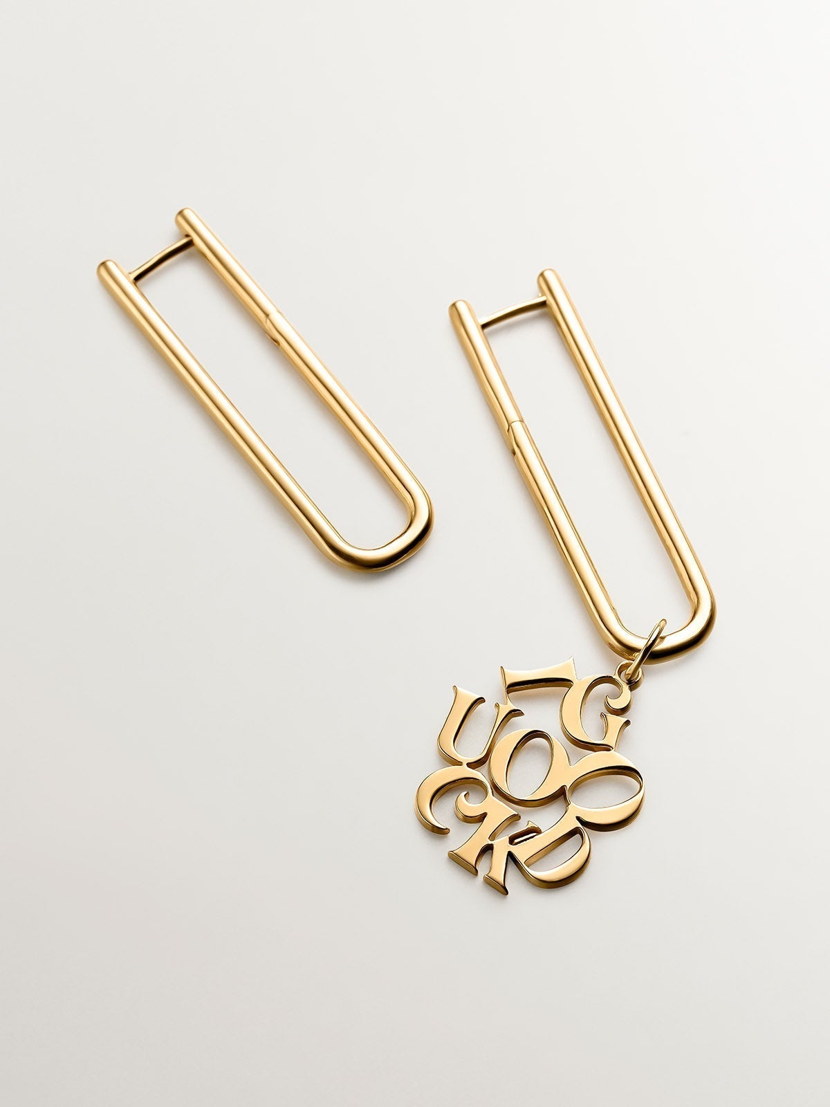 Pendientes de aro extra largo de plata 925 bañada en oro amarillo de 18K