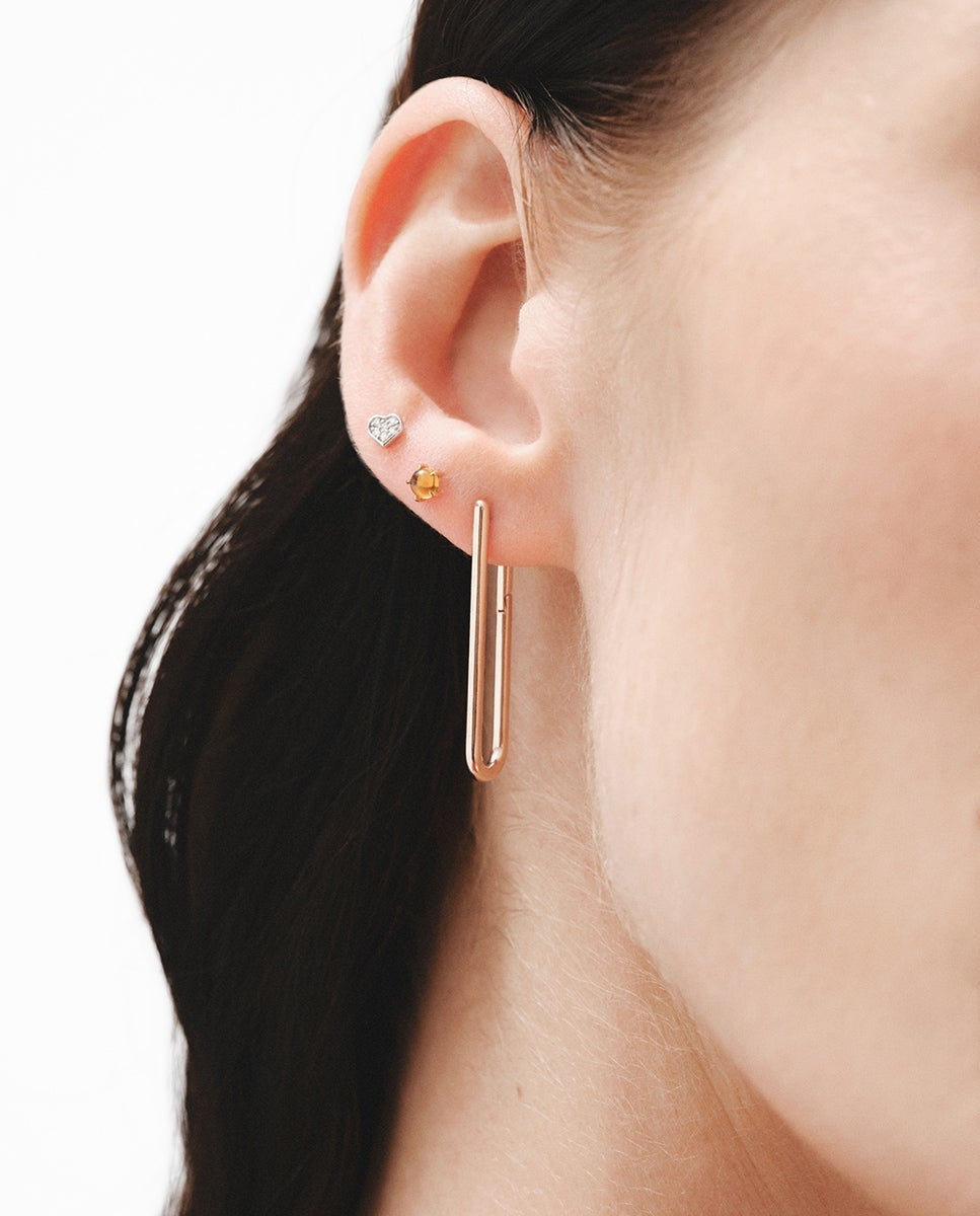 Pendientes de aro extra largo de plata 925 bañada en oro rosa de 18K