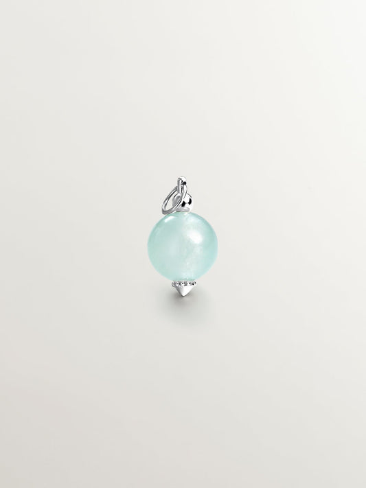 Charm de jade azul con aro de plata 925