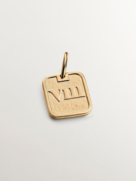 Charm de plata 925 bañada en oro amarillo de 18K con número 8