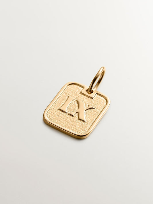 Charm de plata 925 bañada en oro amarillo de 18K con número 9
