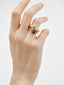 Anillo de plata 925 bañada en oro amarillo de 18K con rodolita y amatista rosa