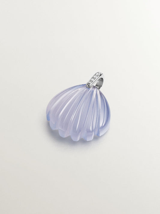 Charm de plata 925 con calcedonia azul y topacios blancos
