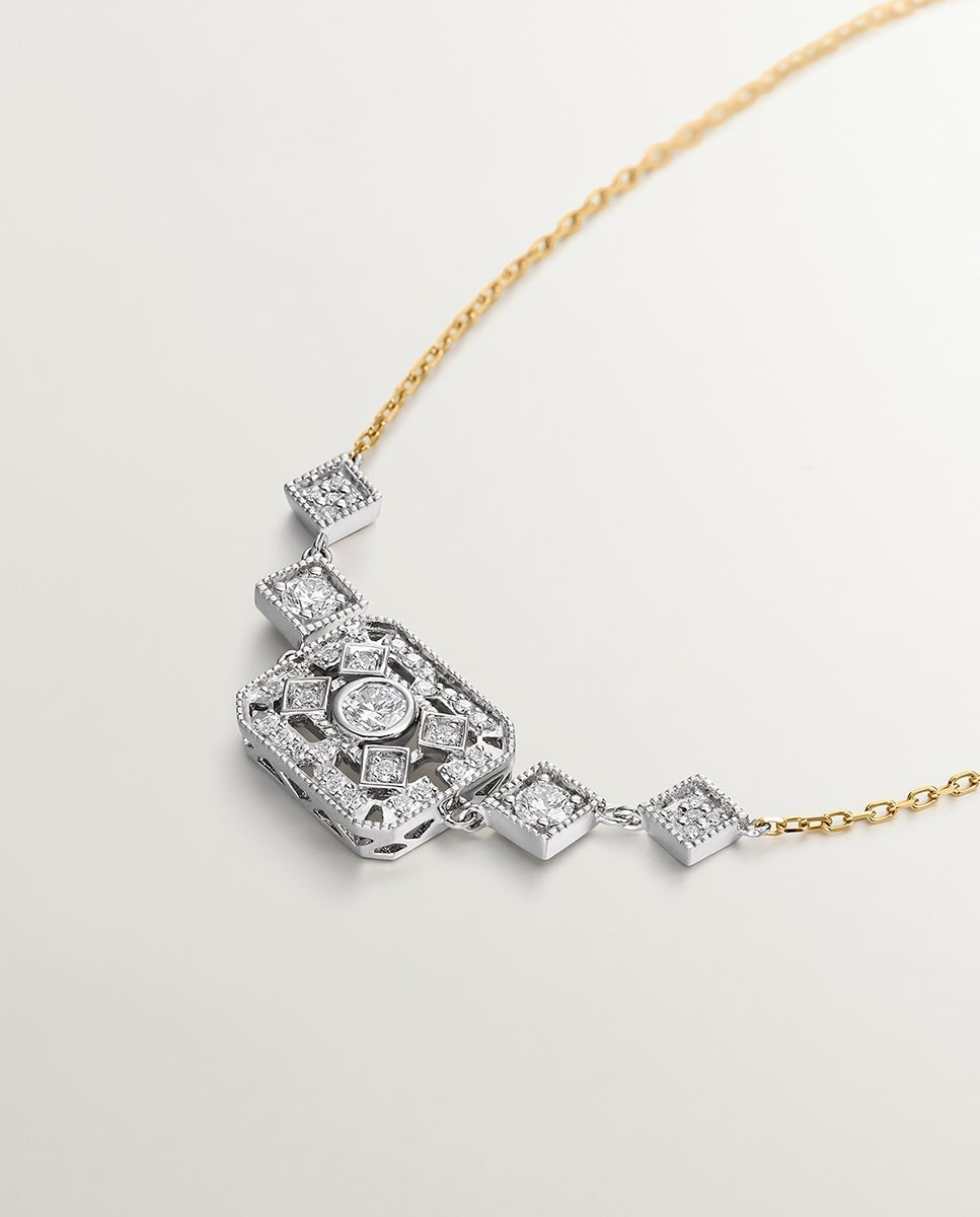 Pulsera de oro blanco y amarillo de 18K con diamantes en talla brillante