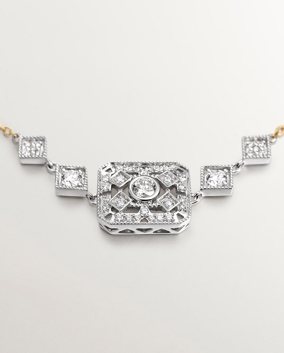 Pulsera de oro blanco y amarillo de 18K con diamantes en talla brillante