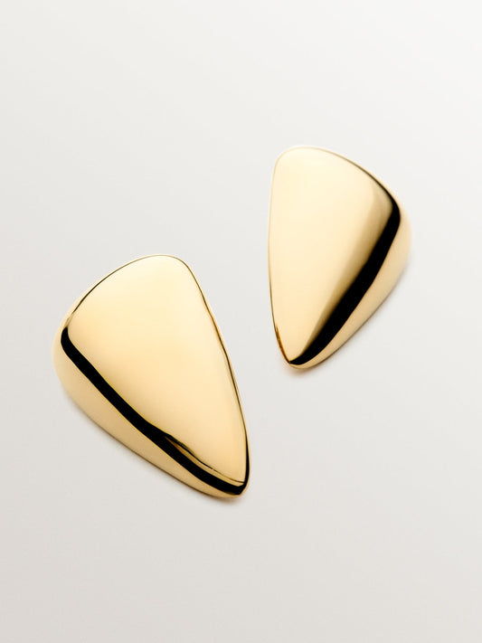 Pendientes de gota grandes de plata 925 bañada en oro amarillo de 18K con efecto pulido