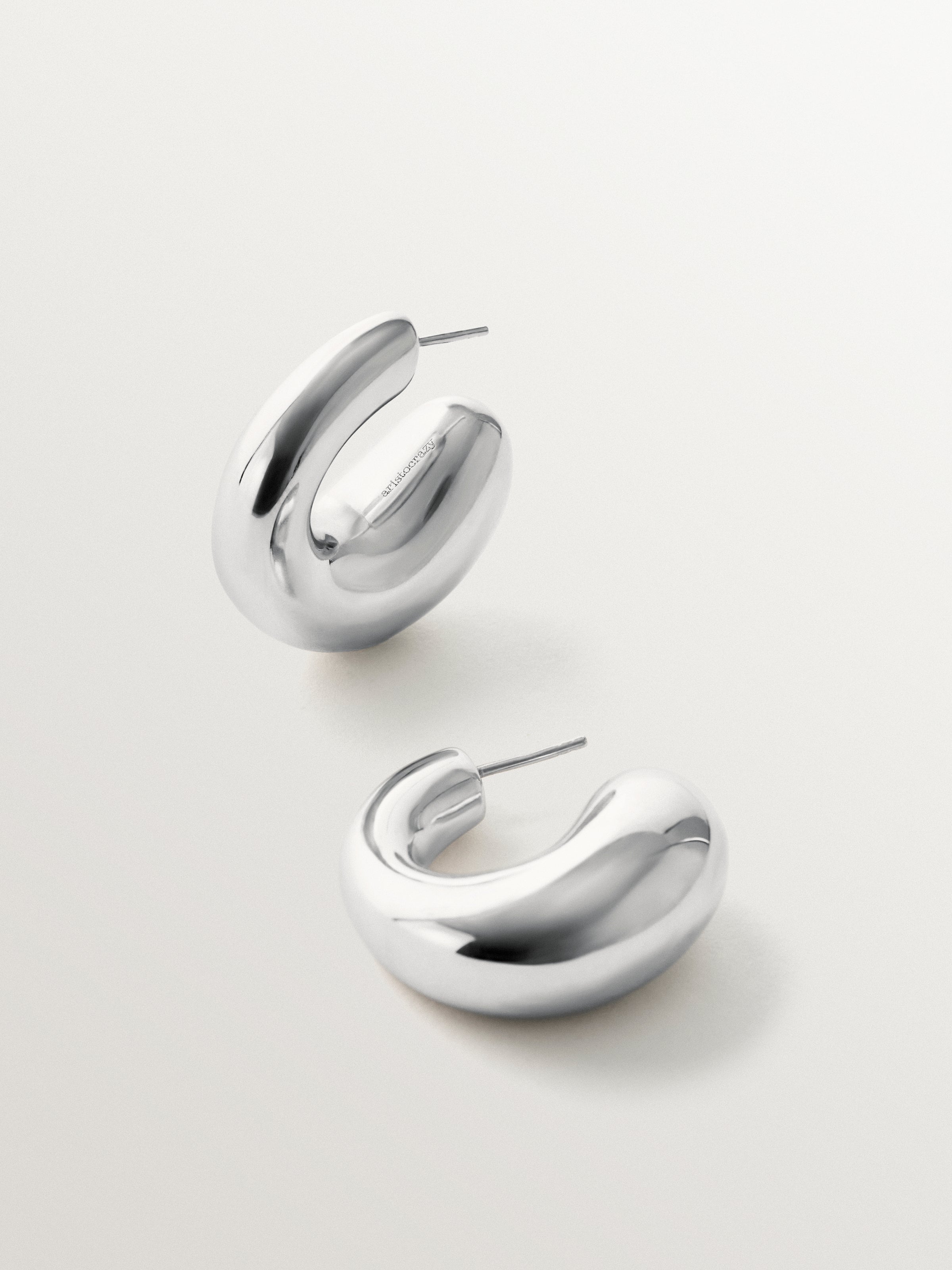 Pendientes gruesos de aro medianos de plata 925