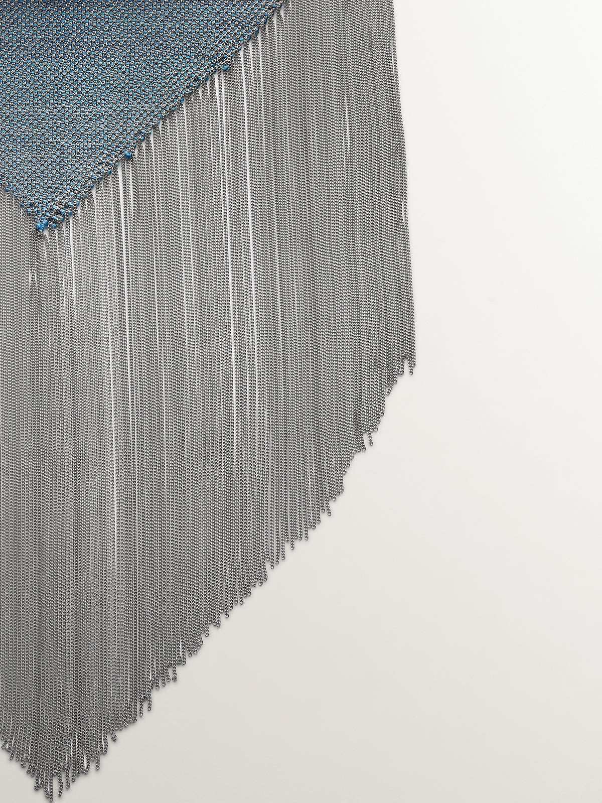 Collar bandana de malla de plata 925 y seda